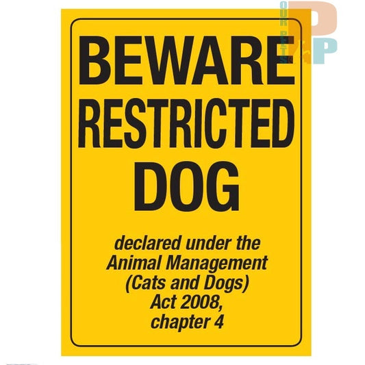 Restricted Dog Sign For Queensland (QLD)